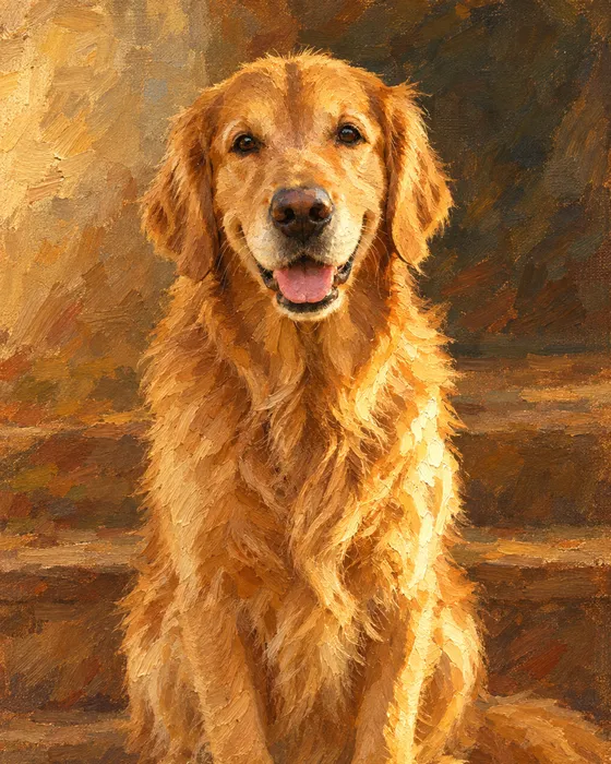 A dog portrait in the Heirloom style
