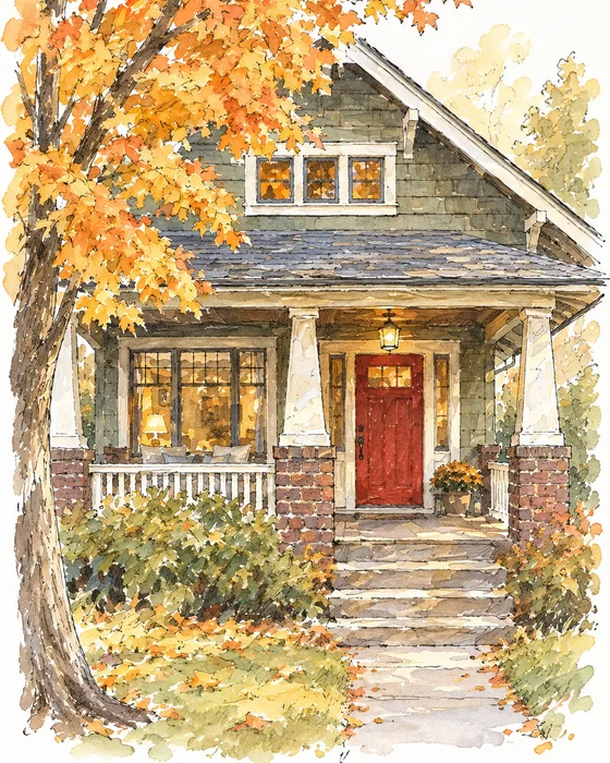 Maple in pen and wash — Ink & Watercolor style