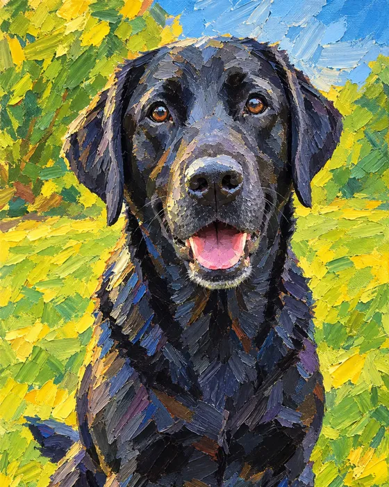 A dog portrait in the Palette Knife style